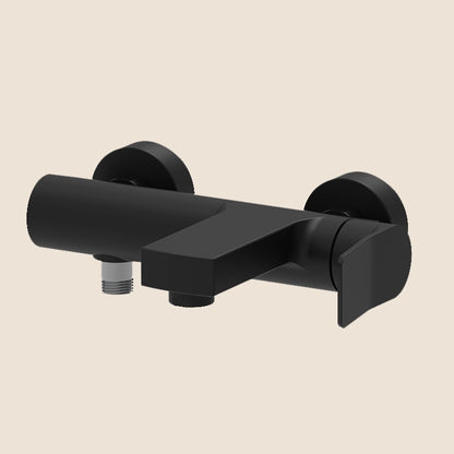 Paffoni Tilt Ti022no Miscelatore Vasca Senza Duplex Nero in opaco visto dall'alto con superficie e piletta di scarico