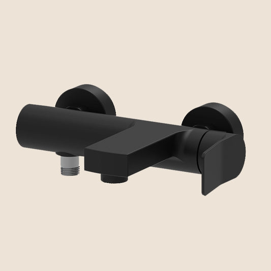 Paffoni Tilt Ti022no Miscelatore Vasca Senza Duplex Nero in opaco visto dall'alto con superficie e piletta di scarico