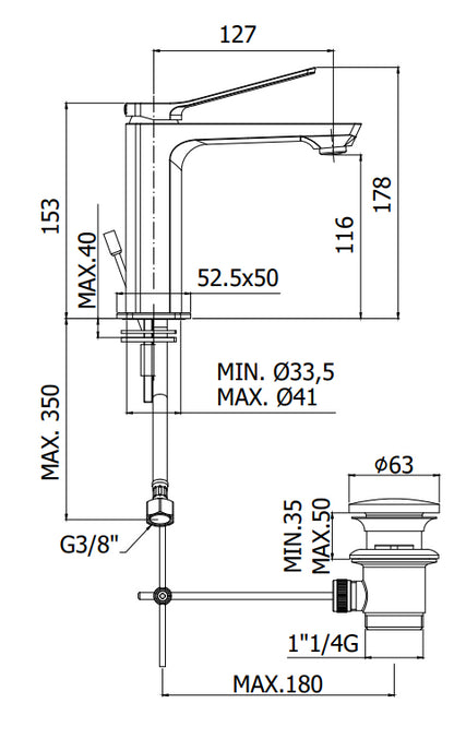 Paffoni Tilt set rubinetteria lavabo e bidet senza scarico con miscelatore doccia incasso nero opaco