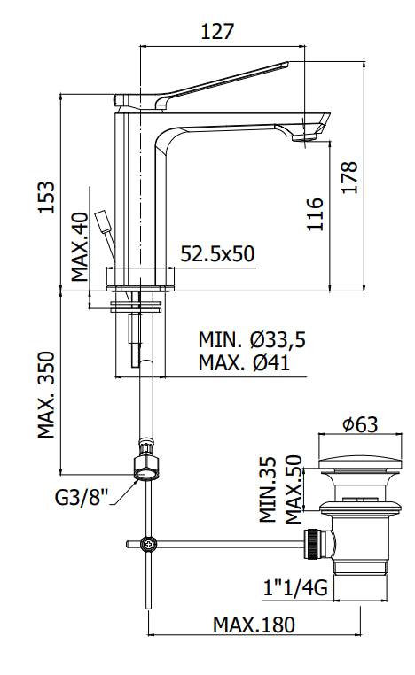 Paffoni Tilt set rubinetteria lavabo e bidet senza scarico con miscelatore doccia incasso nero opaco