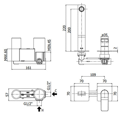 Paffoni Tilt Ti105no70 Miscelatore lavabo Incasso 2 Fori 2 Piastre Nero Opaco