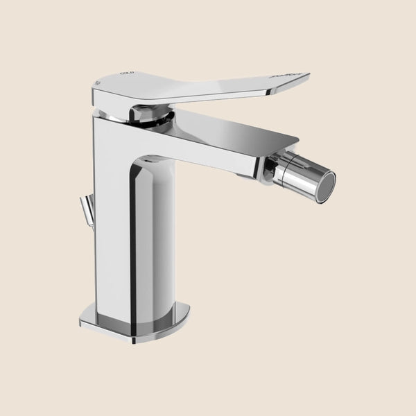 Paffoni Tilt Ti135cr Miscelatore Bidet Con Scarico Cromo, vista frontale della maniglia e della bocca di erogazione