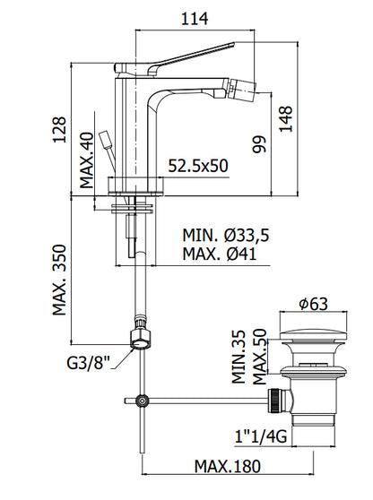 Paffoni Tilt Ti135no Miscelatore Bidet Con Scarico Nero Opaco
