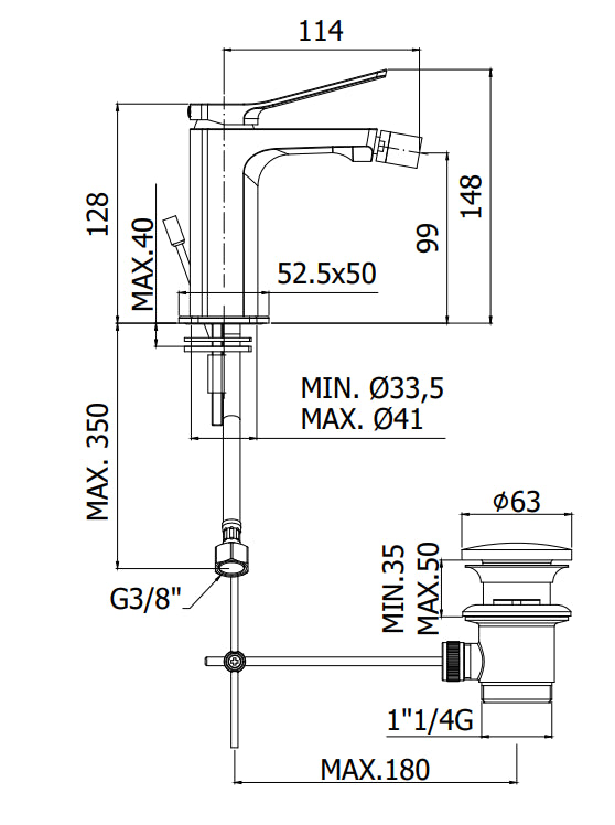 Paffoni Tilt Ti135no Miscelatore Bidet Con Scarico Nero Opaco