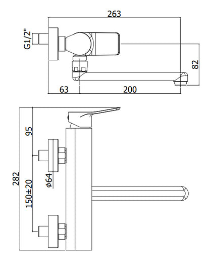 Paffoni Tilt Ti161cr Miscelatore Lavello A Muro monocomando Con Canna Tubo 20 cm Diritta Orientabile Cromo