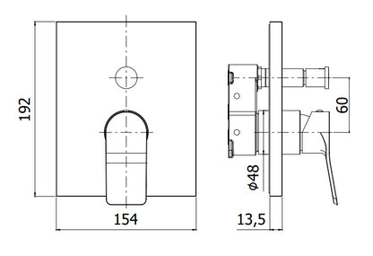 Paffoni Tilt Tibox015cr Miscelatore doccia Incasso con Deviatore 2 Utenze e Piastra Abs Senza Parte Incasso Cromo