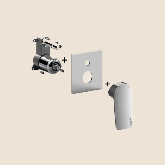 Paffoni Tilt Tibox015cr Miscelatore doccia Incasso 2 Utenze in abs, vista frontale della maniglia e della bocca di erogazione