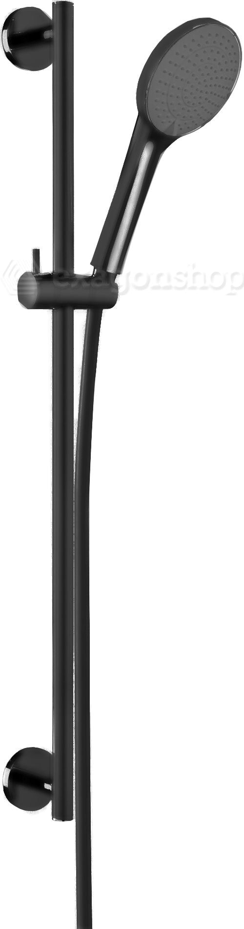 Paffoni Life Ginevra asta doccia 75 cm con saliscendi nero, dettaglio ravvicinato della finitura e del marchio