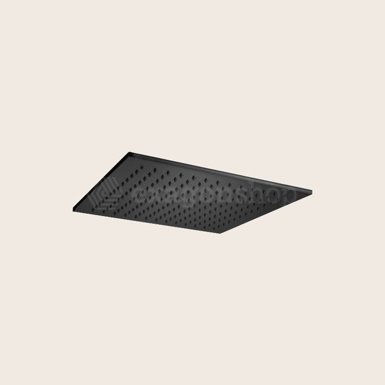 Paffoni Syncro King Soffione 30x30 doccia Quadro Nero Opaco, vista frontale della maniglia e della bocca di erogazione