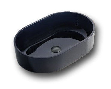 Lavabo ovale 60x40 con piletta a scarico libero in cristalmood notturno Antonio lupi borghi