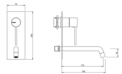 Treemme Up+ RWIT6BB2CC01 miscelatore monocomando lavabo 173mm con piastra e leva stick senza parte incasso cromo