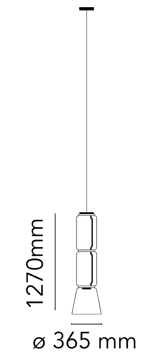 Flos Noctambule Suspension 2 lampada a sospensione Low spenta, dettaglio del corpo lampada e dei materiali