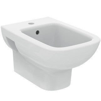 Ideal Standard I Life A Bidet Sospeso Con Foro Rubinetteria ambientato su piano bagno con accessori