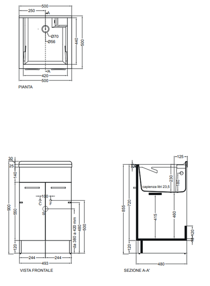 Colavene Swash mobile lavatoio 50x50 a doppia anta bianco lucido