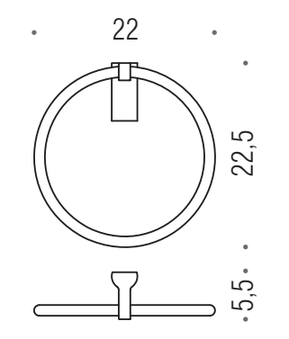 Colombo Luna portasciugamani ad anello Cromo, vista laterale del profilo a muro - Colombo Design