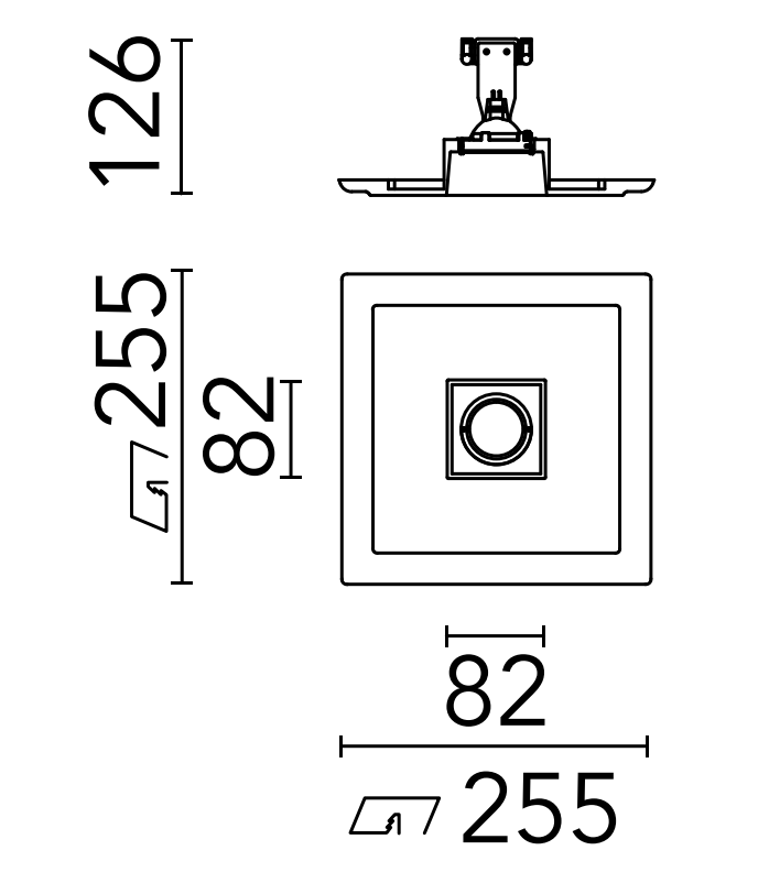 Flos USB Square 1 L Faretto da incasso 255x255 alogeno Bianco spenta, dettaglio del corpo lampada e dei materiali