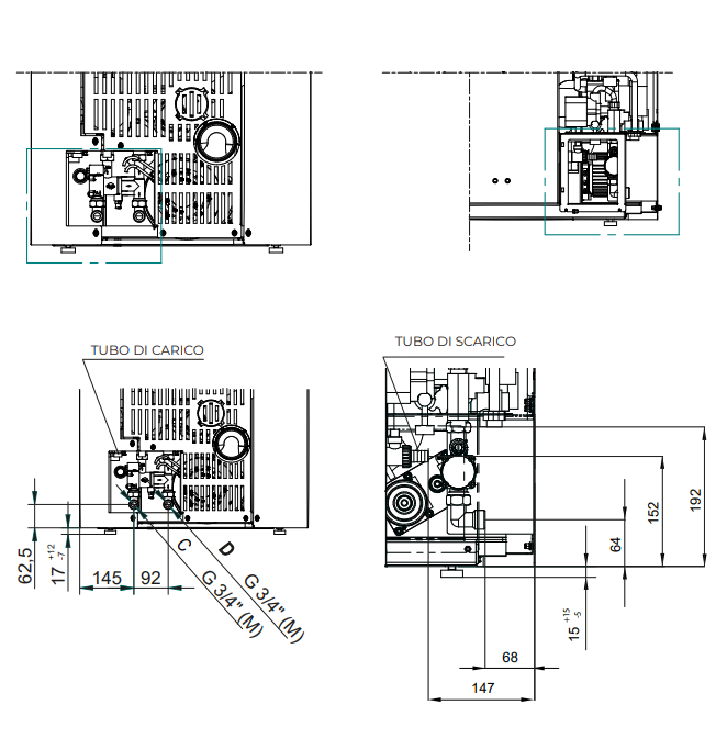 Stufa a pellet ad acqua nera Ecofire Dado Idro 15 Palazzetti Nero, dettaglio del pannello comandi e della bocca di carico