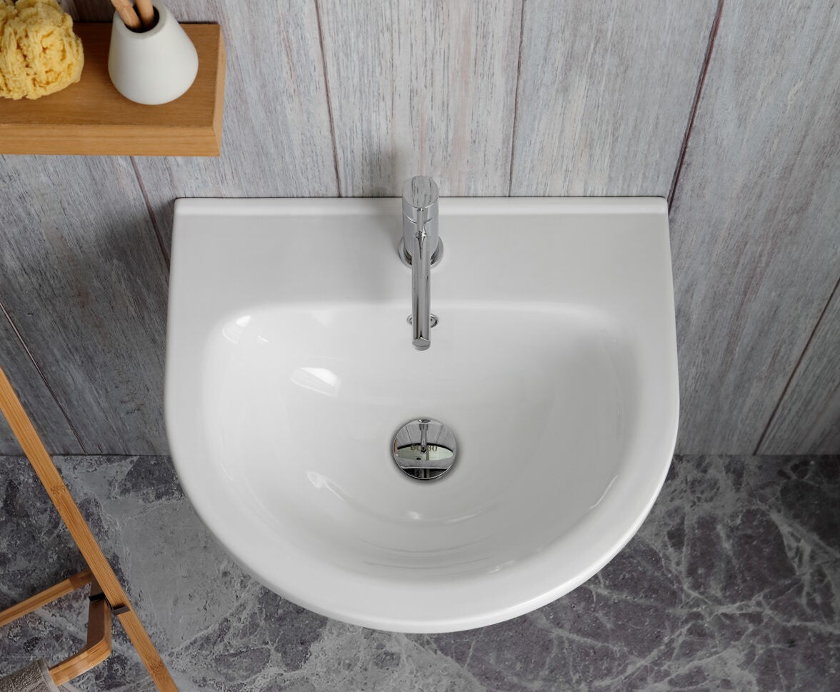 Ceramica Globo Grace Lavabo 50x45 Sospeso Senza Colonna, vista frontale su sfondo bianco