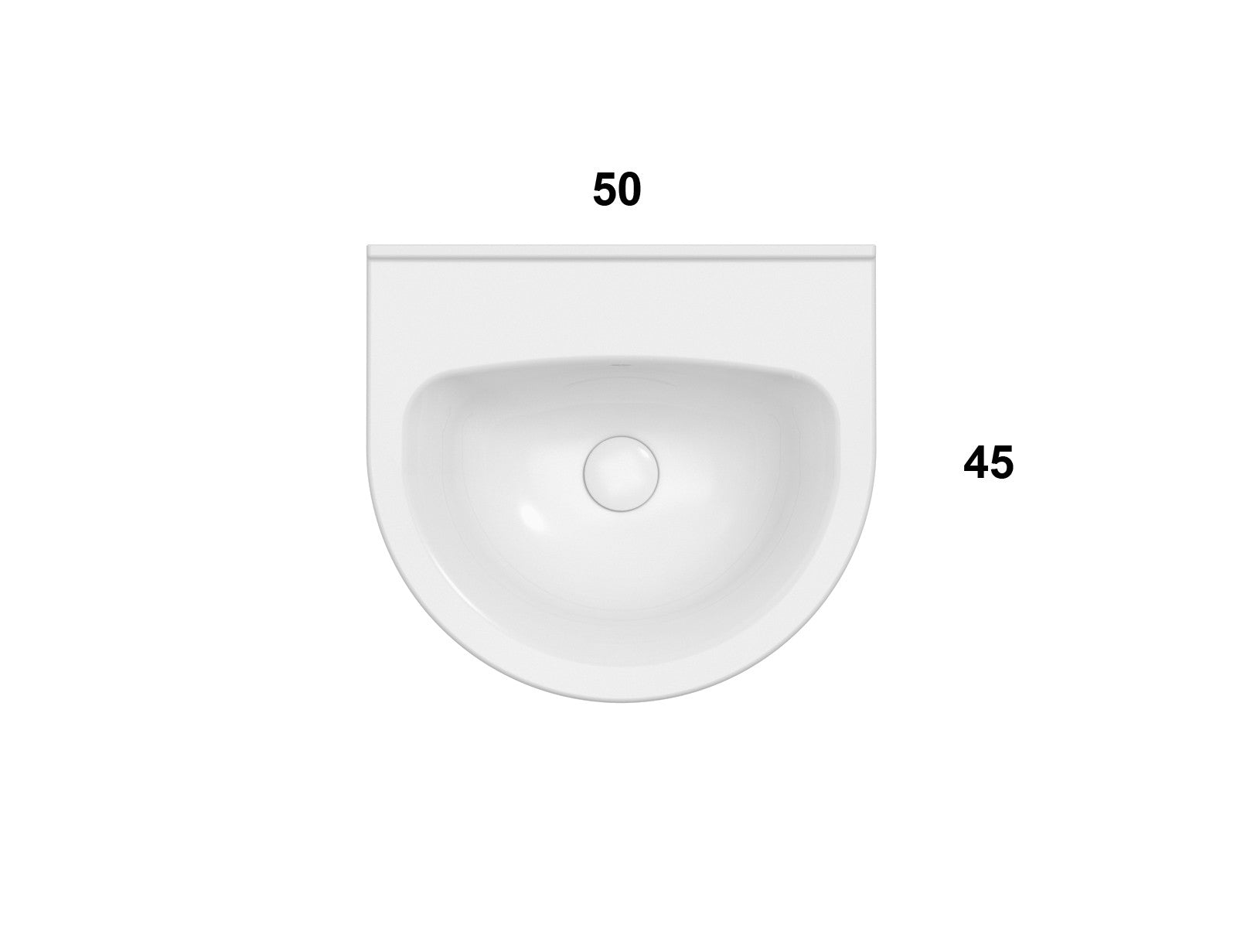 Ceramica Globo Grace Lavabo 50x45 Sospeso Senza Colonna, vista laterale del profilo e della forma