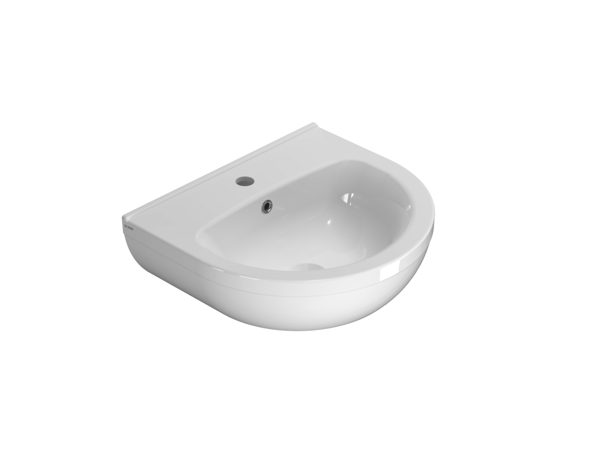 Ceramica Globo Grace Lavabo 50x45 Sospeso Senza Colonna ambientato su piano bagno con accessori