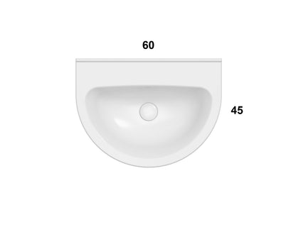 Ceramica Globo Grace Lavabo 60x45 Sospeso Senza Colonna Bianco lucido