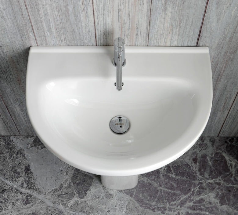 Ceramica Globo Grace Lavabo 60x45 Sospeso Senza Colonna, vista frontale su sfondo bianco
