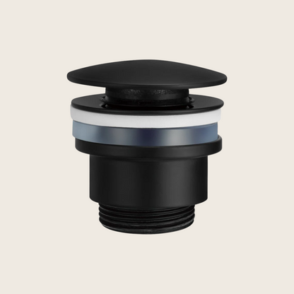 Piletta click clak per lavabo e bidet universale in ottone zama nero opaco