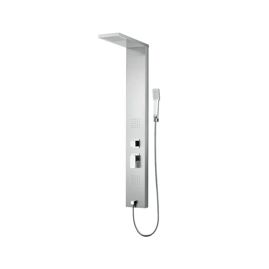 New Line P1 Pannello Doccia Idromassaggio Con Soffione 2 Jet Laterali Effetto Pioggia Con Doccetta Flessibile In Acciaio Inox Cromo