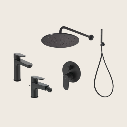 Ideal Standard Cerafine O Set Completo Rubinetteria Bagno Lavabo Doccia Bidet Nero Opaco Incasso Doccia Incluso A7193XG BD131XG  BC705XG BD389XG