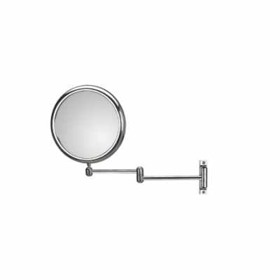 Doppiolo Specchio A Braccio Doppio X6 Cromo con lavabo e rubinetteria, vista frontale su sfondo neutro - Koh I Noor