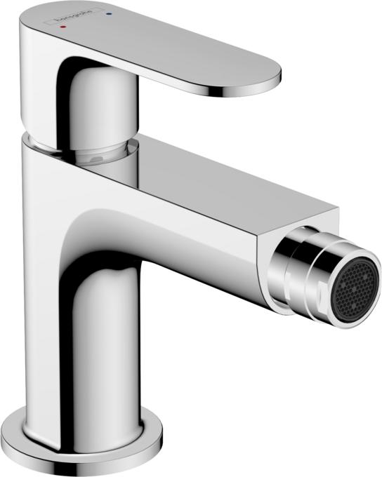 Hansgrohe Rebris S Miscelatore Monocomando Bidet Cromo Con, dettaglio ravvicinato della finitura e del marchio