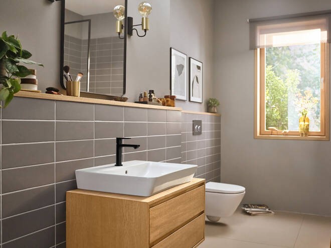 Hansgrohe Rebris E Miscelatore Lavabo 110 Coolstart Con visto dall'alto con scarico e interno visibili