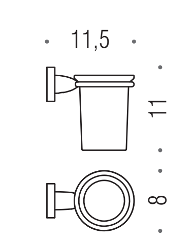 Colombo Basic b2702 bicchiere portaspazzolini in Vetro, vista laterale del profilo a muro - Colombo Design