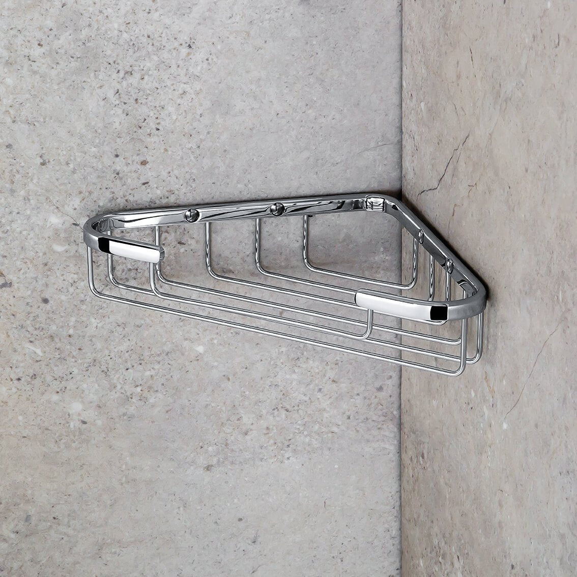 Colombo Basic griglia vasca doccia angolare cromo Cromo Lucido installato in bagno moderno con ante in vetro temperato...