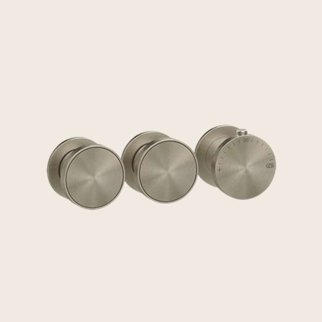 Parte esterna miscelatore termostatico a parete 2 uscite indipendenti brushed brass pvd origini 66334 gessi