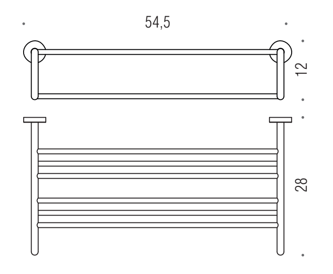 Colombo Basic Rack Portasciugamani multiplo Cromo, vista laterale del profilo a muro - Colombo Design