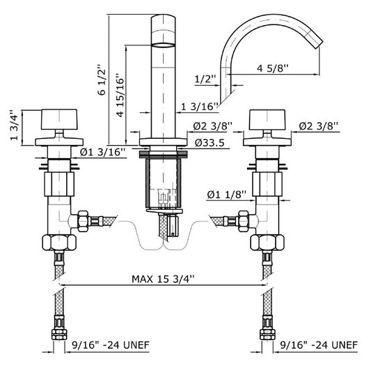 Rubinetteria Gruppo Bidet 3 fori Cromato Zucchetti Isyfresh ZD4653
