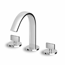 Zucchetti Isyfresh Rubinetteria Gruppo Bidet 3 fori Cromato Cromo, vista frontale della maniglia e della bocca di...