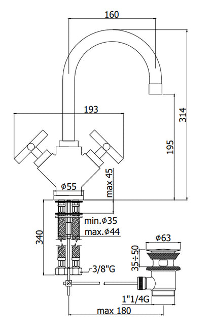 Paffoni Quattro Qtv077 Gruppo Lavabo Monoforo Con Scarico Automatico Cromo