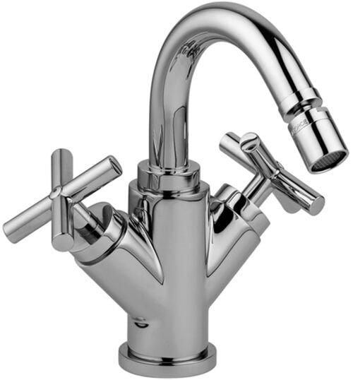Paffoni quattro qtv137 gruppo bidet monoforo con scarico, dettaglio ravvicinato della finitura e del marchio