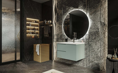 Mobile bagno salvia opaco 70x46 Sorrento maniglia sinistra e lavabo in ceramica