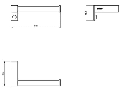 Cosmic Metric set accessori bagno con  portasasciugamano 40 cm portarotolo destro e 2 appendini cromo