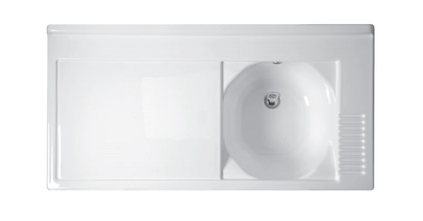 Colavene Active Wash mobile lavatoio 130x65 con vasca destra e cesto portabiancheria estraibile bianco lucido
