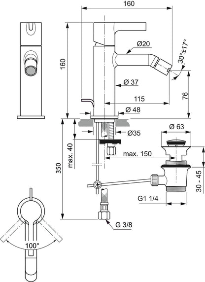 Ideal Standard Joy Set Rubinetti Lavabo alto bidet e Doccia con scarico e corpo incasso cromo BC781AA BC784AA A7386AA A1300NU