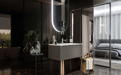 Mobile Bagno grigio opaco 90x50 Amalfi Un Cassetto E Lavabo Integrato In Mineralmarmo