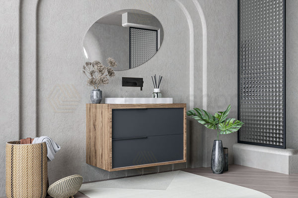 Mobile bagno 100x47 Urban noce antracite due cassetti con lavabo semintegrato