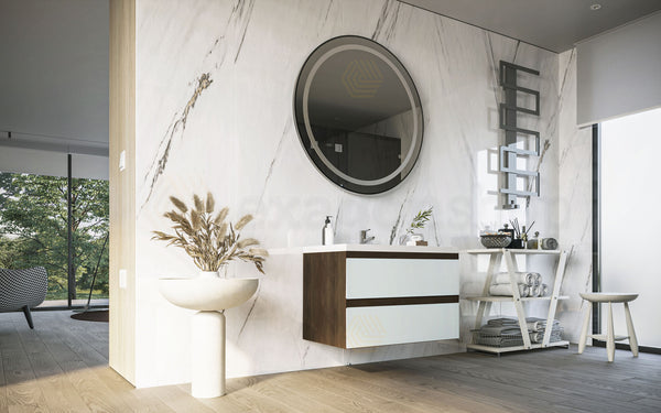 Mobile bagno 80x46 wenge bianco lucido Milo due cassetti con lavabo ad incasso