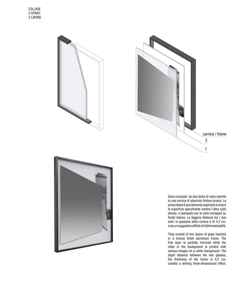 Antonio lupi Specchio 75x75 a due strati con cornice Nero, vista dall'alto del piano con lavabo - Antonio Lupi Design
