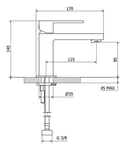 Teorema Pillar Set Miscelatori Monocomando Lavabo Bidet click clack E Vasca con doccetta Nero Opaco