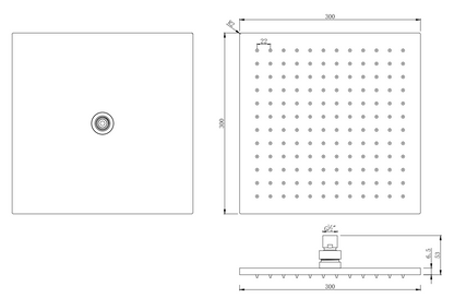 Set doccia soffione 30x30 Smart quadro braccio 35 cm e doccetta nero opaco